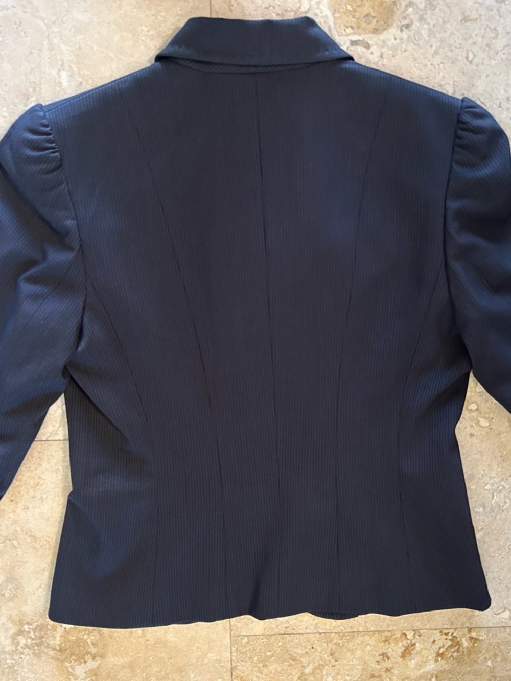 Tahari Dark Navy Pinstripe Single-Button Blazer, Size 8( Size tag is cut off) - Picture 12 of 16